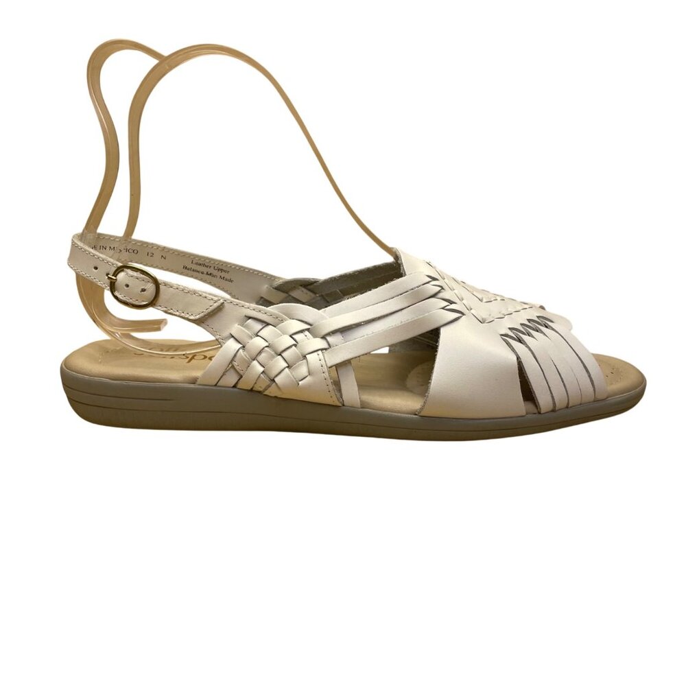 Softspots Women’s White Leather Perforated Insole Slingback Sandals Size 12N